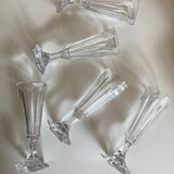 Set of 5 crystal flutes cut with cut sides 1960