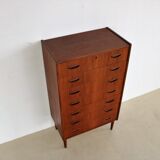Vintage teak 'tallboy' chest of drawers
