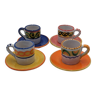 4 tasses multicolores faïence Italie Ceramica Ruocco Minori Costiera Amalfitana