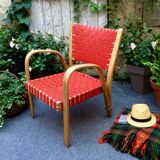 Bow Wood Steiner armchair red slats