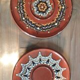 Set of 4 handmade and vintage painted ceramic plates from Bulgaria