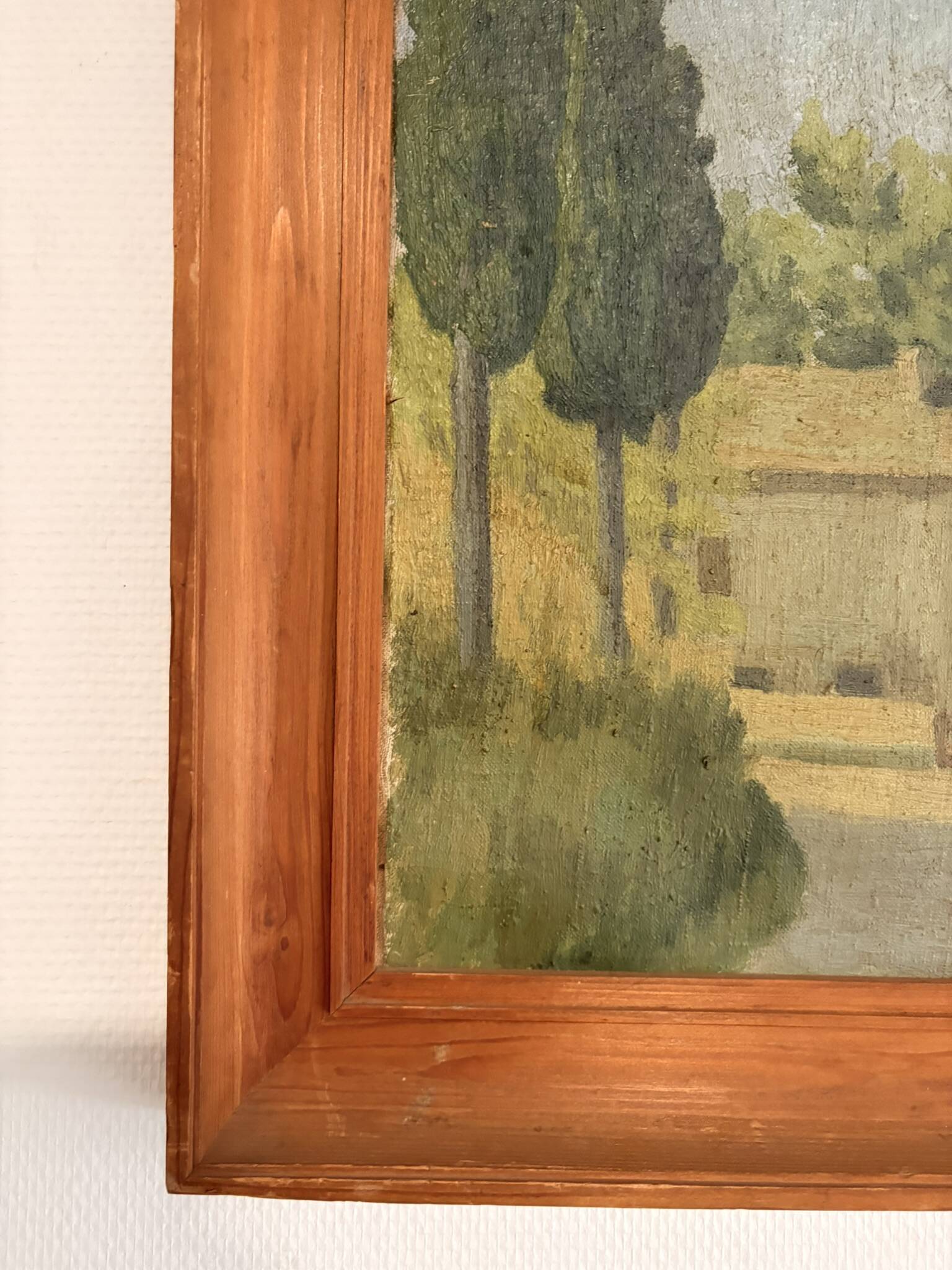 Oil Painting Canvas Albert Decarli Provençal Cypress Landscape