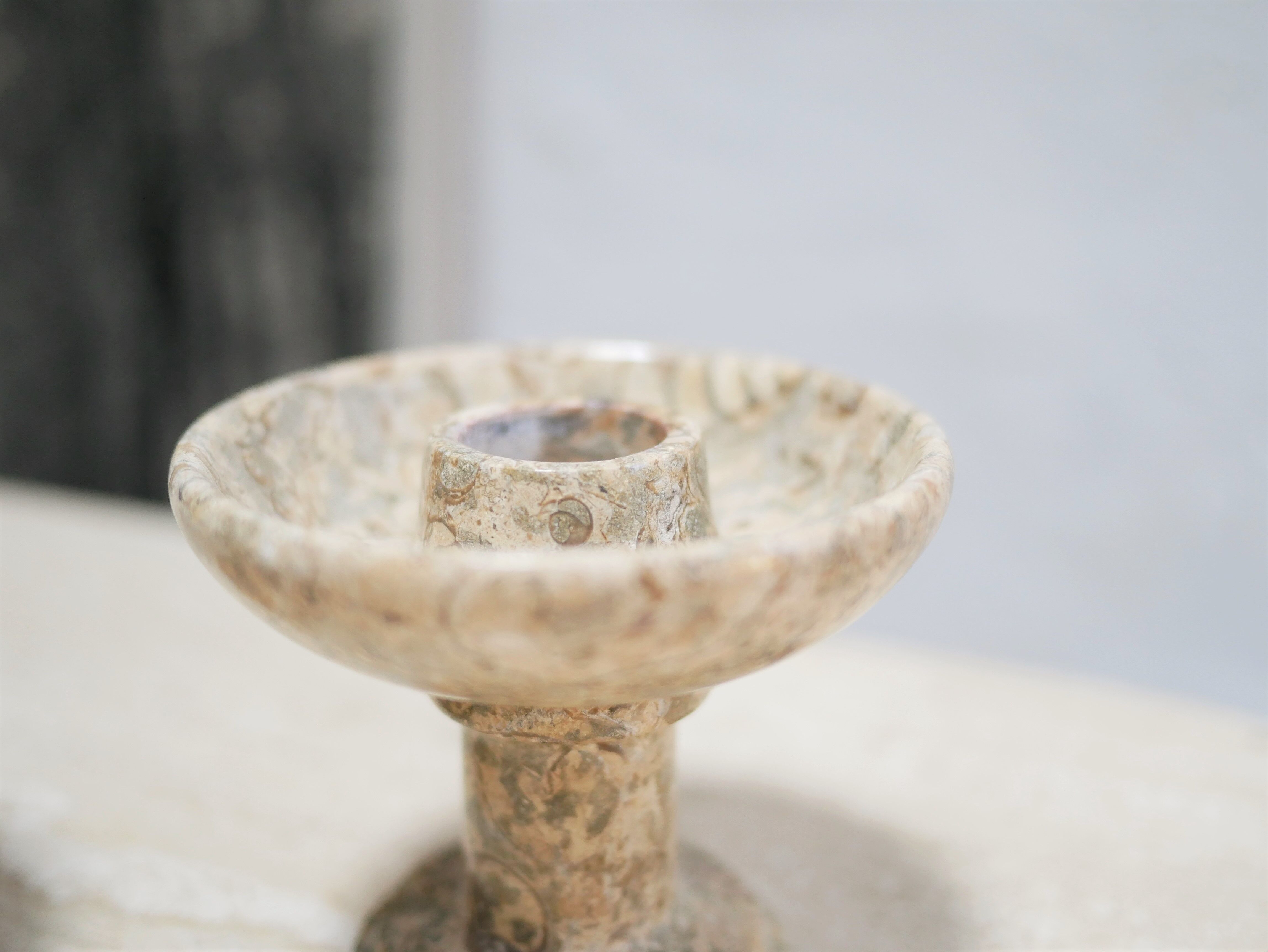 Pair of vintage jasper stone candle holders