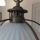 Suspension opaline cannelée et cuivre design original 1960