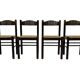 Set of 4 dark brown wooden chairs 70s minimalist design