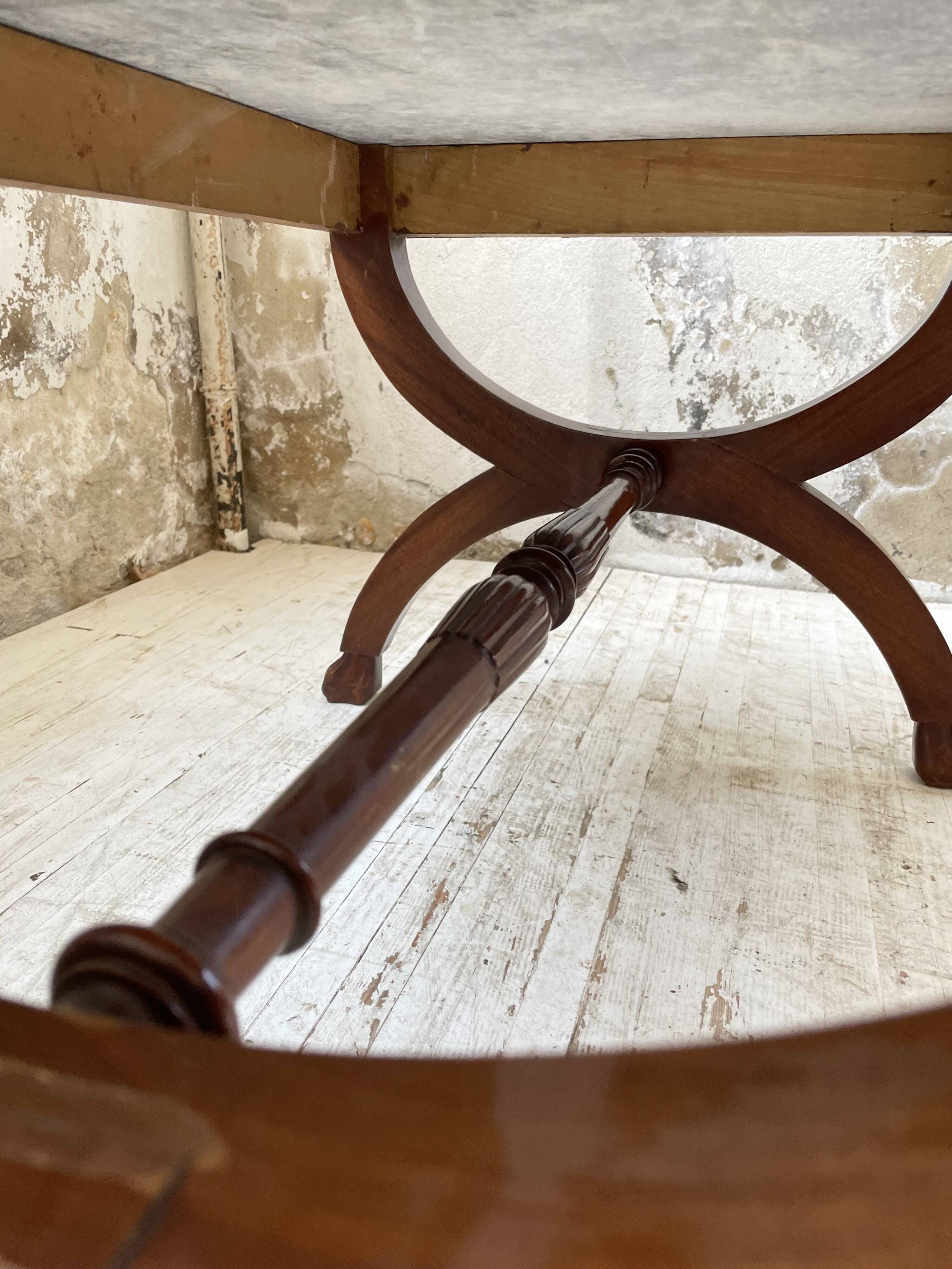 Empire style marble and mahogany coffee table