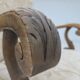 1960s, Danish armchair, beige/brown furniture fabric, carved oak wood.