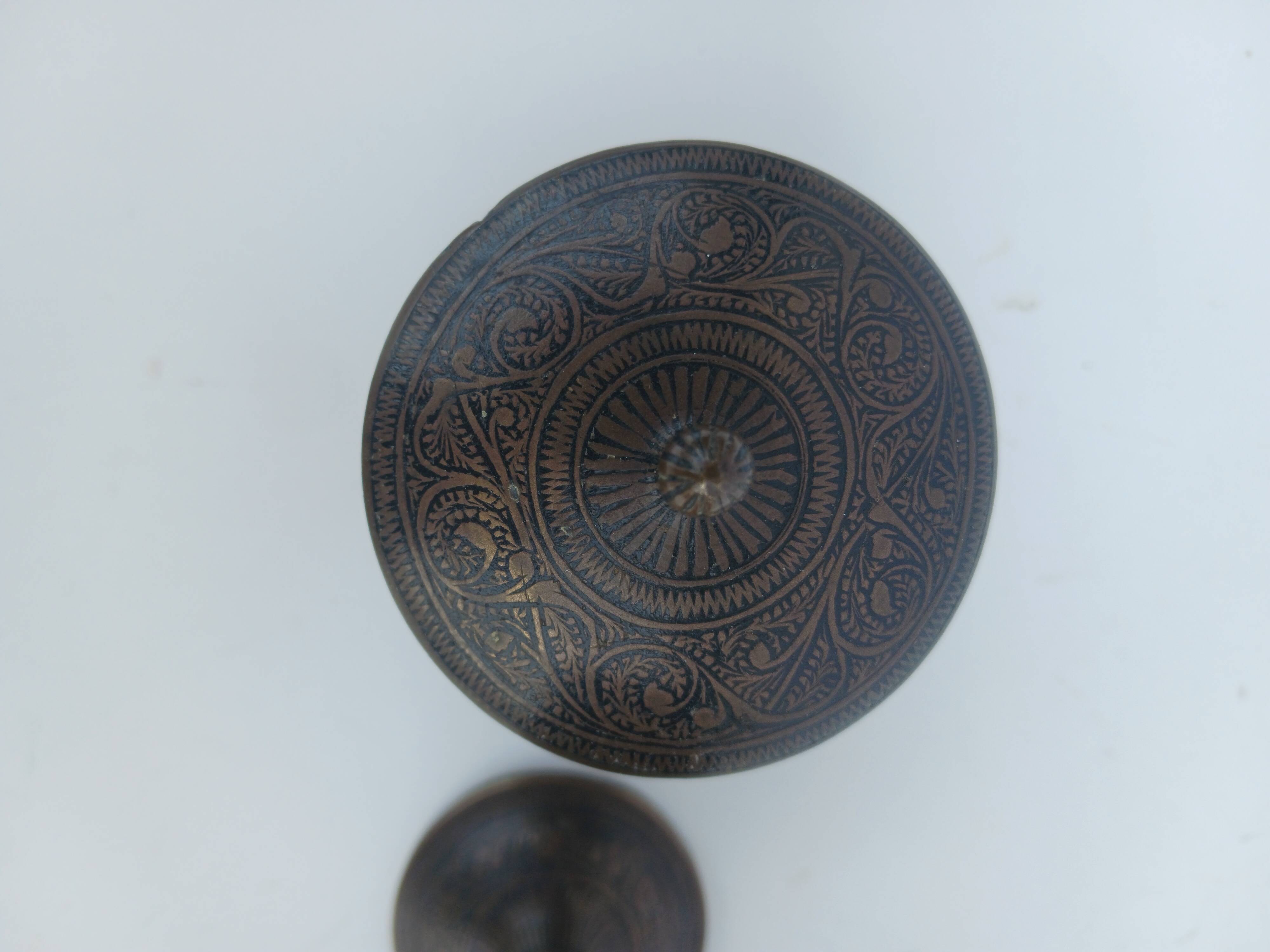 Bronze damasked covered pots Kadjar Afghanistan Persian Islamic art