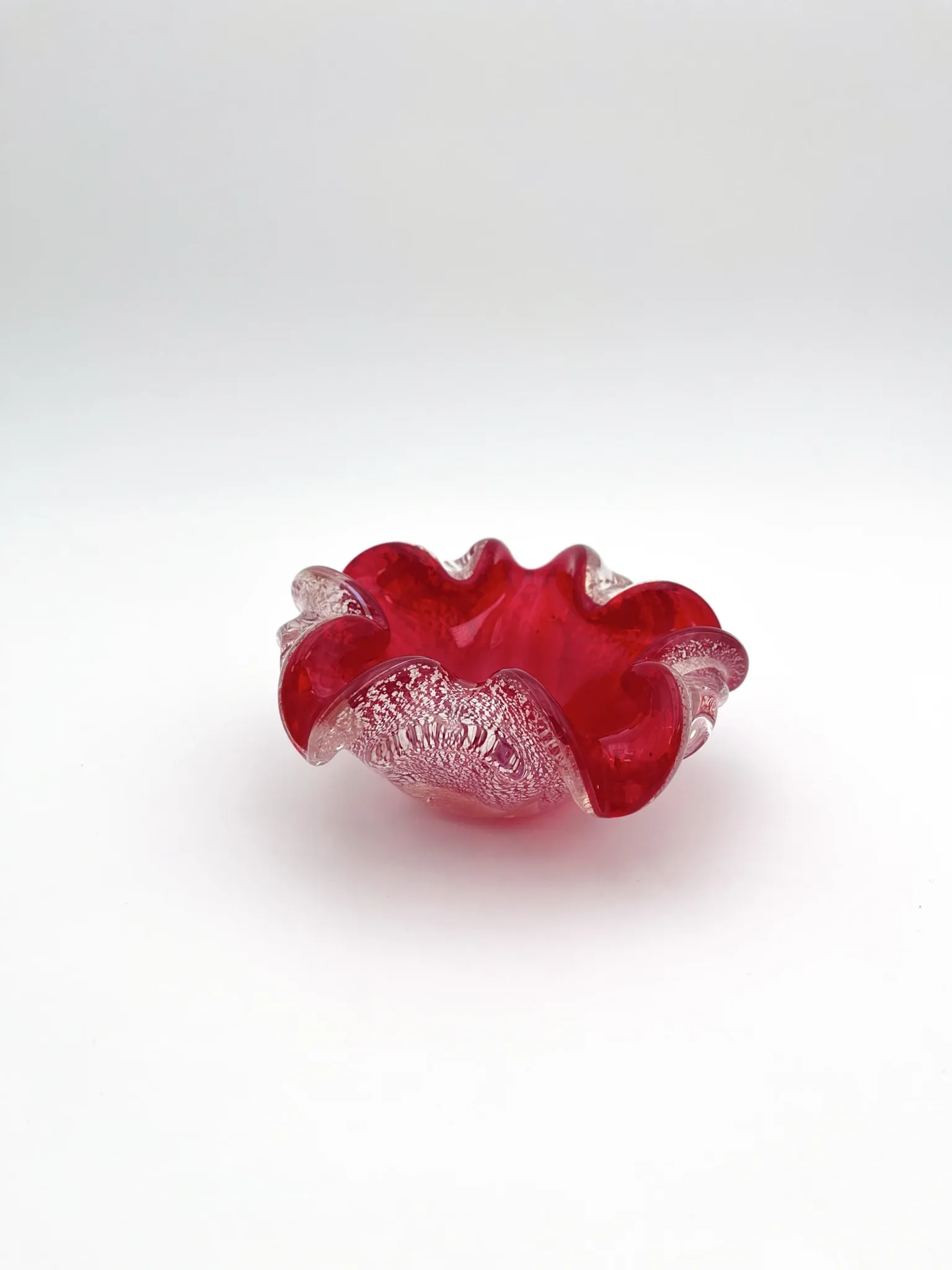 Coupe Vide-Poches Barovier Toso Murano 1950 Rouge Rubis