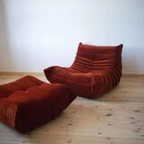 Set of Togo lounge chair and pouf by Michel Ducaroy for Ligne Roset, 1973