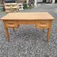 Flat oak desk with drawers, 130×70cms