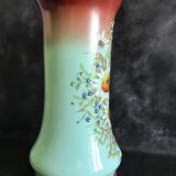 Vase Napoleon lll green opaline enamelled and gilded with fine gold