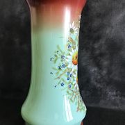 Vase Napoleon lll green opaline enamelled and gilded with fine gold