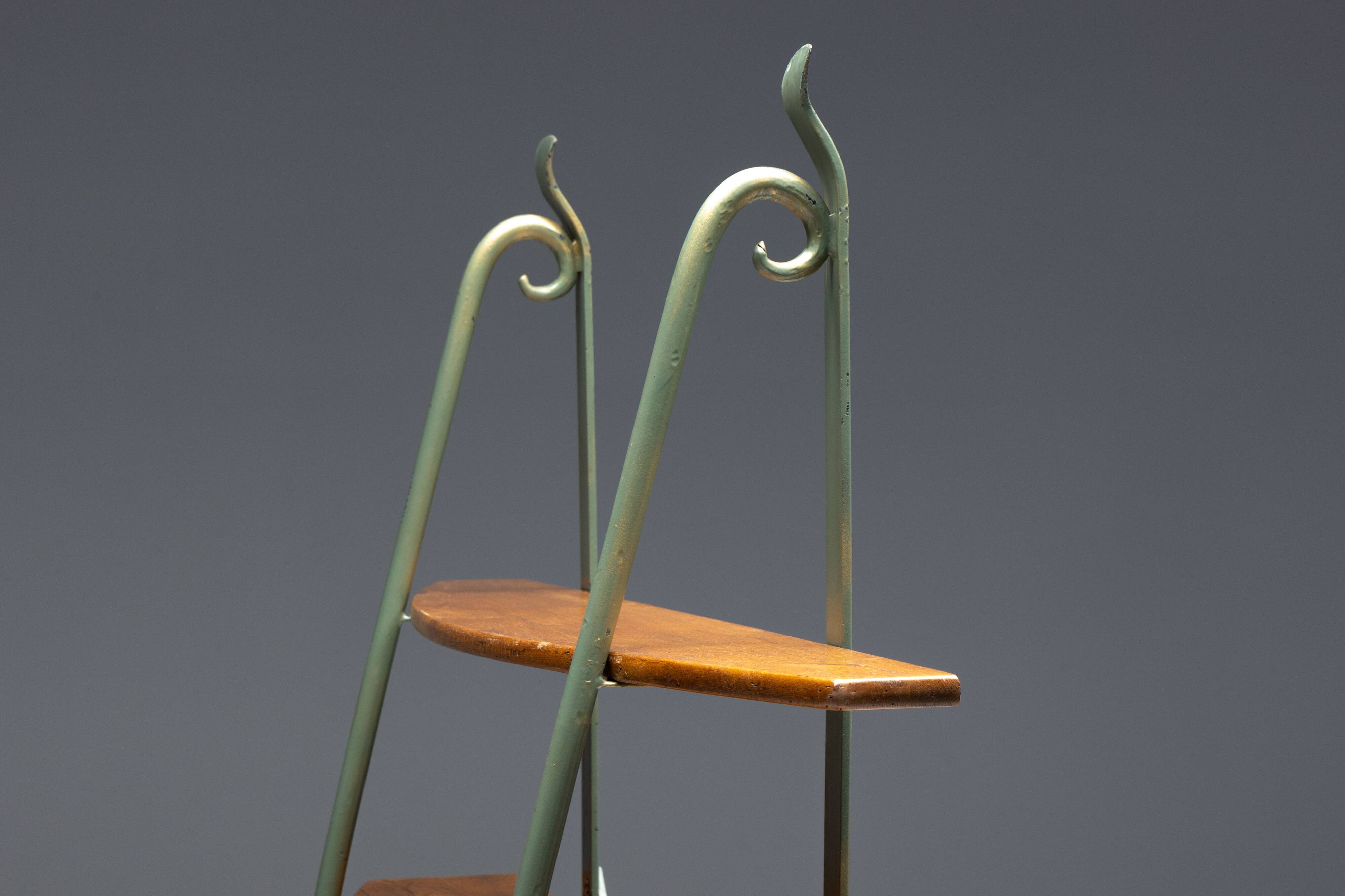 Bakery Display Rack with Iron Frame and Oak Shelves, France, 1920s