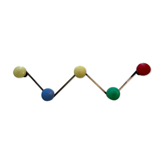 Patère vintage métal & résine multicolore