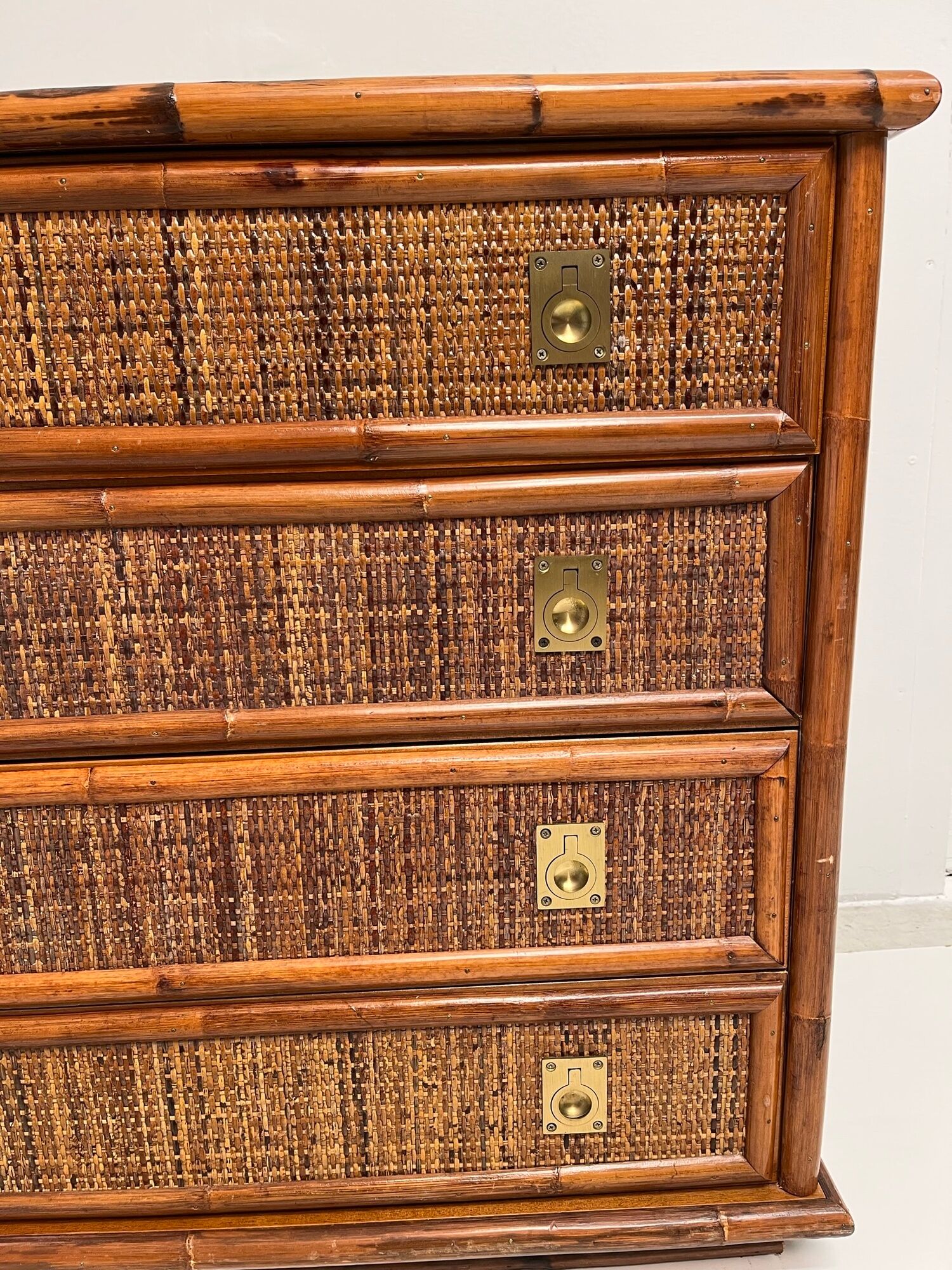 Vintage chest of drawers in bamboo and wicker 1970