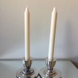 Pair of ART DECO  Silver plated Candleholders