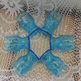 6 antique blue glass glasses