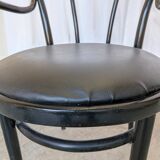 Vintage Thonet Style Dining Chair: Black Bentwood Cane Seat