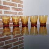 Set of 5 amber brown glasses Vereco 1970s