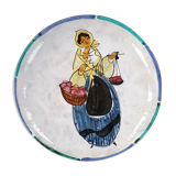 Le Brescou enamelled ceramic Vallauris plate