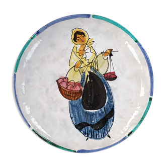 Le Brescou enamelled ceramic Vallauris plate