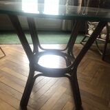 Glass and rattan table