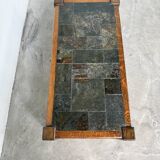 Table basse en chêne et ardoise 1950
