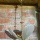 Antique Murano glass shell pendant light + gold-plated metal, wine