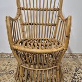 Fauteuil en Rotin Bambou vintage 1950s design -H85cm