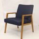 Pair of Scandinavian armchairs 60s restored deep blue gloved fabric.