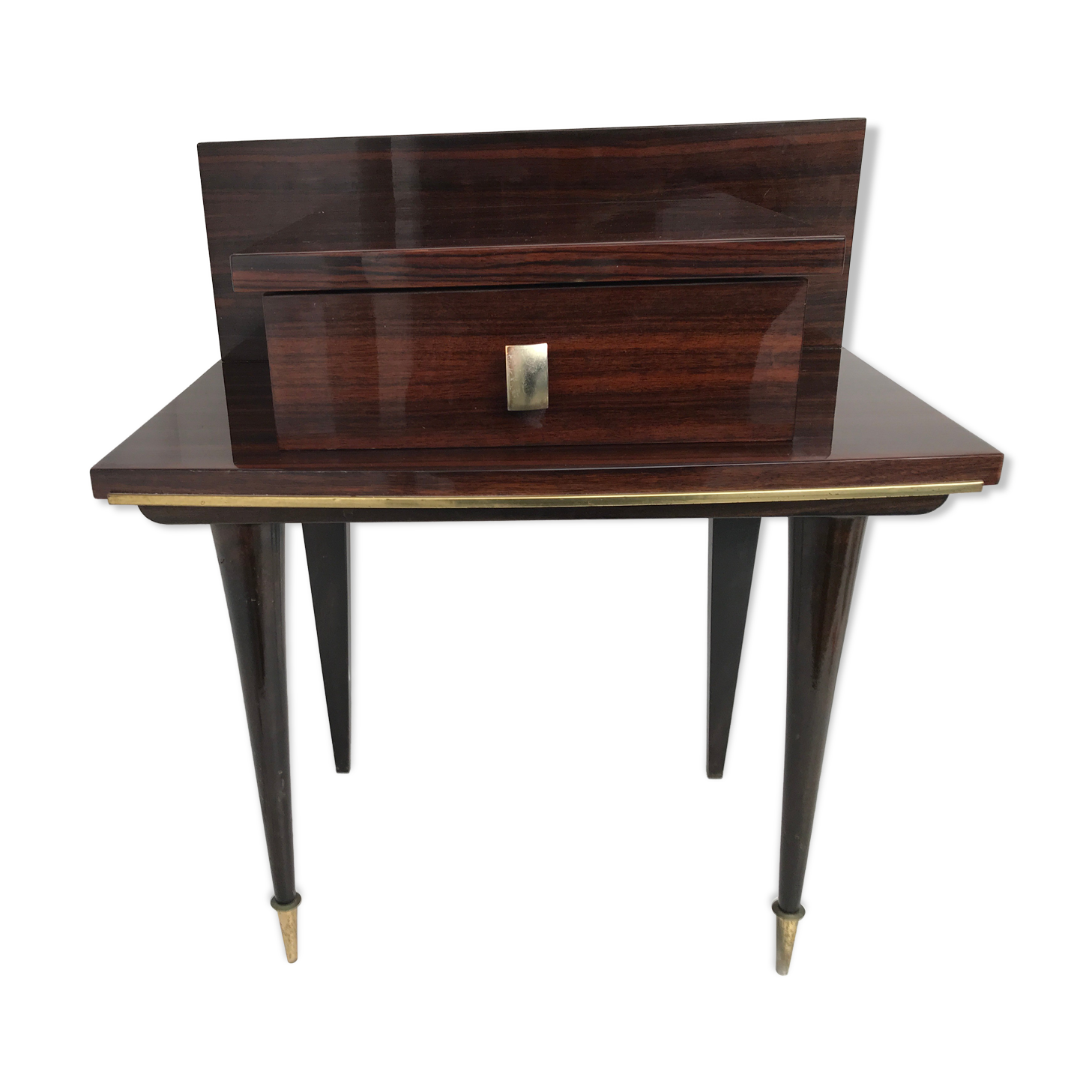 Chevet années 50-60 vintage en formica vernis laqué et pieds compas