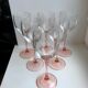 Set of 6 wine glasses with pink feet 70s