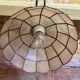 Antique Art Deco Style Pendant Light, Mother-of-Pearl & Brass, 1970s Vintage