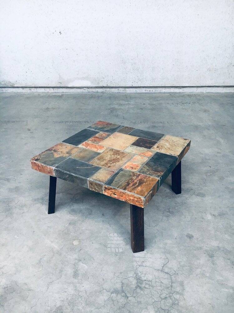 Brutalist Style Coffee Table in Slate Stone, 1970s
