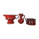 3 red ceramic vases