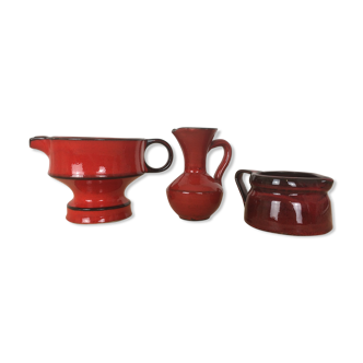 Set de 3 vases en céramique rouge