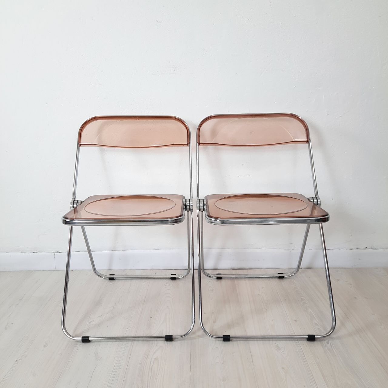 3 Plia chairs, designer Giancarlo Piretti for Anonima Castelli