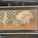 Large painting frames shells, cabinet of curiosities, sign