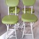 Set of 4 folding cocktail chairs in olive green faux leather from the 1970s.