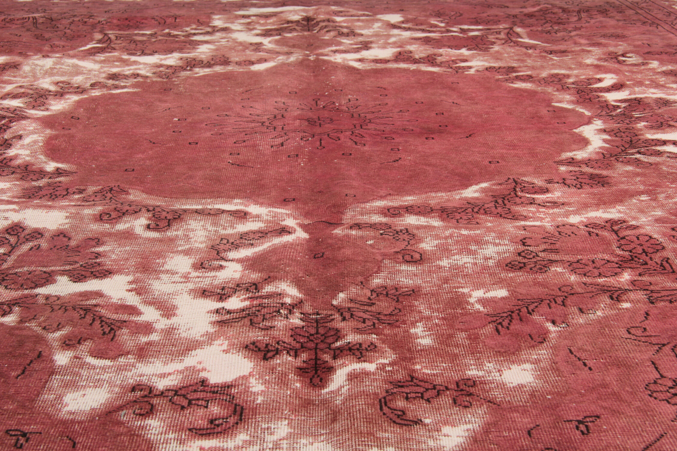 Vintage overdyed persian carpet handmade oriental red carpet - 330x400cm