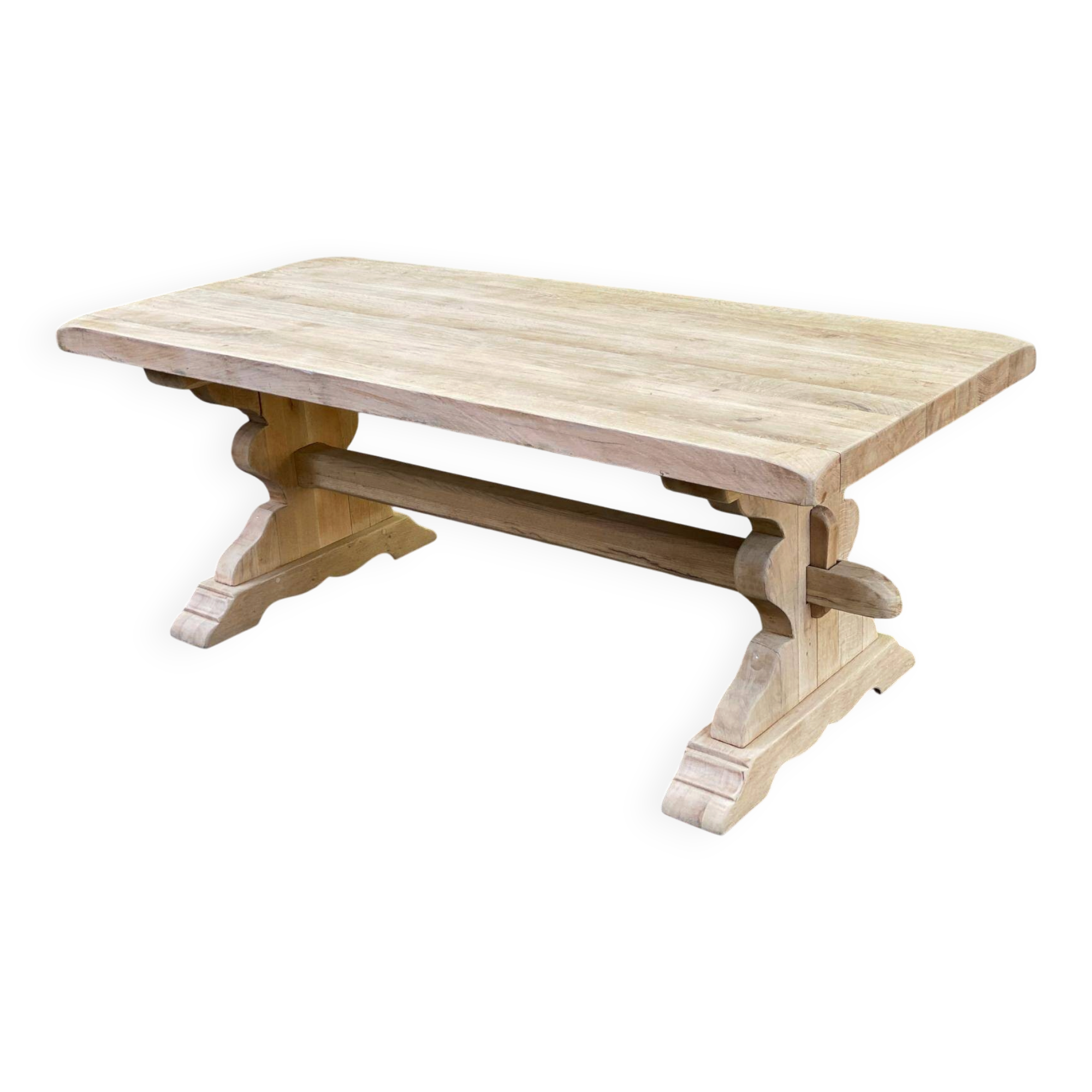 Large stripped solid oak monastery table – 200 cm