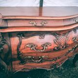 Tomb-style commode in walnut, Louis XV style