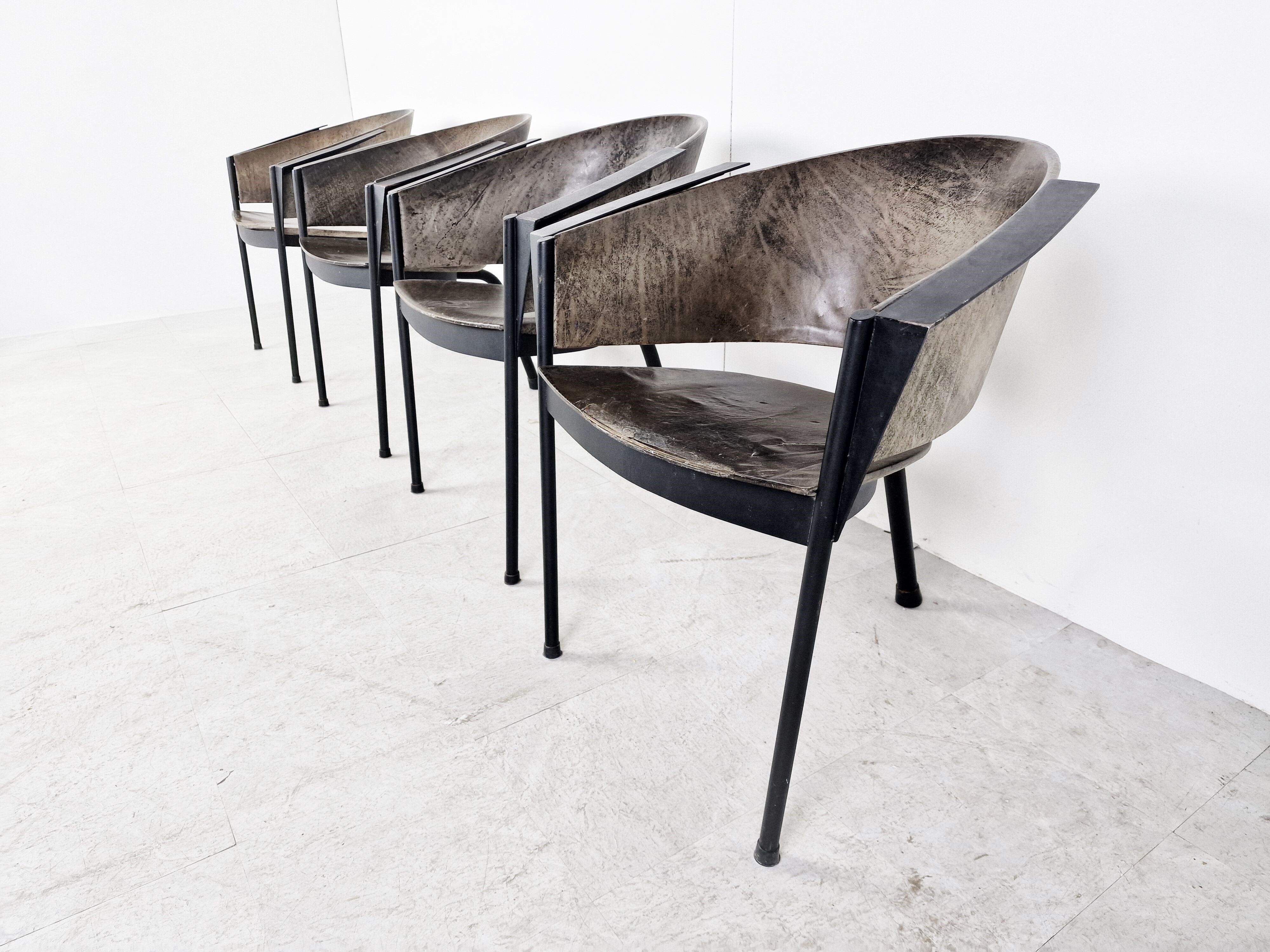 Vintage tripod armchairs, 1970s