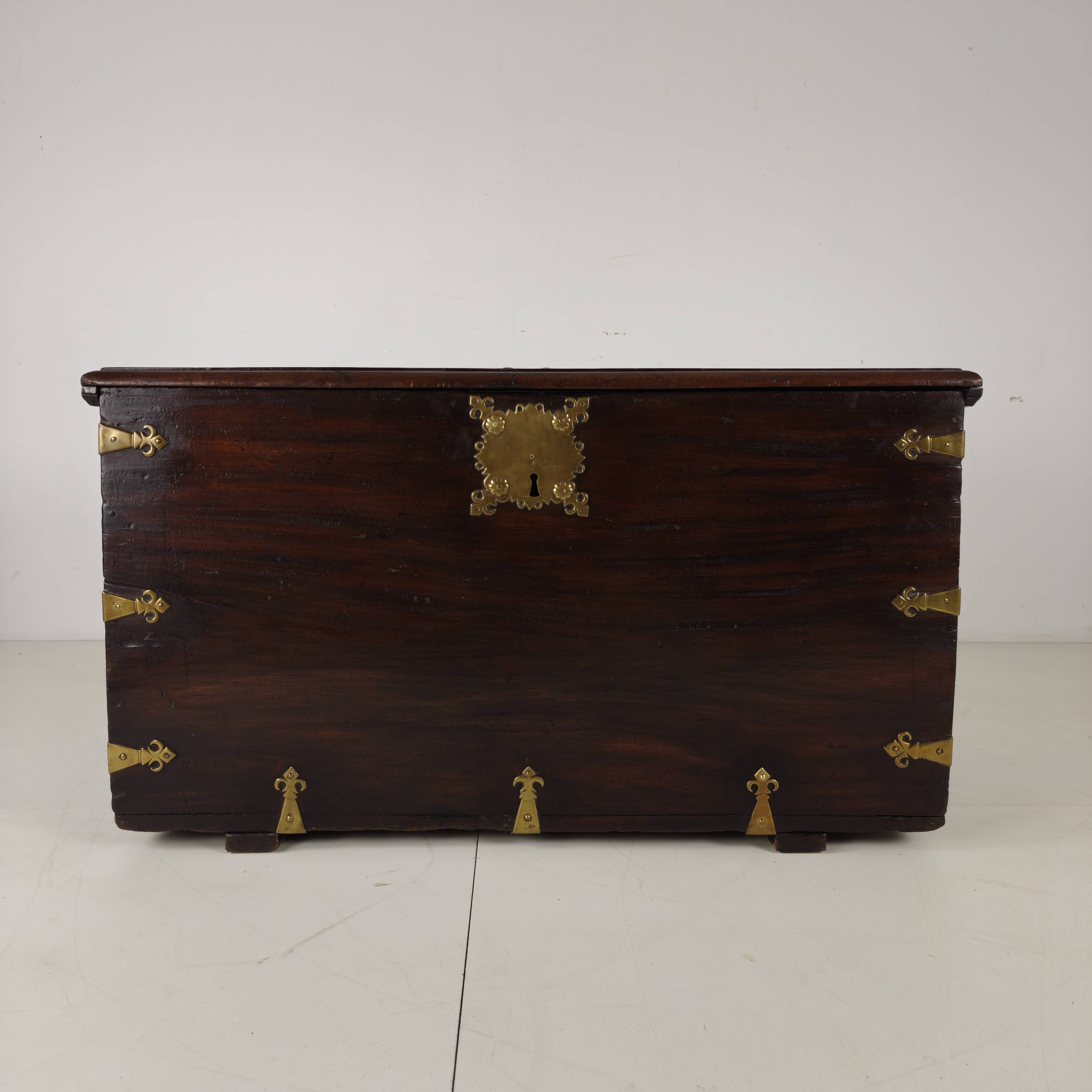 18th Century Dutch VOC Colonial Chest with Brass Mounts