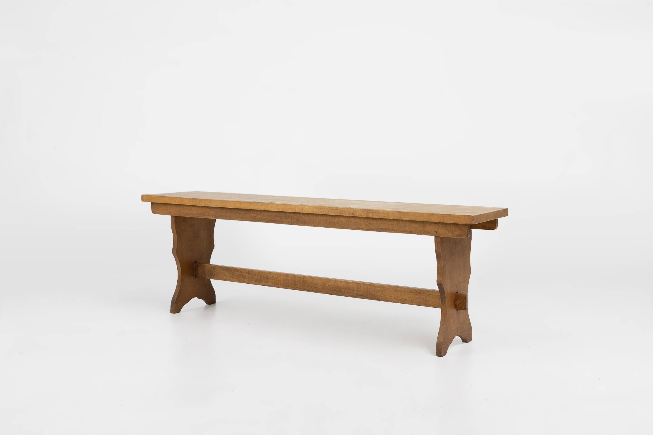 Art Deco bench in solid oak, France circa 1940