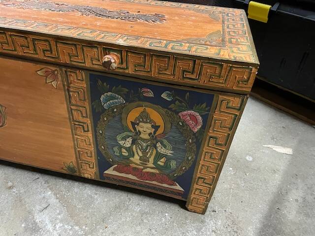 large hand-painted Indonesian chest