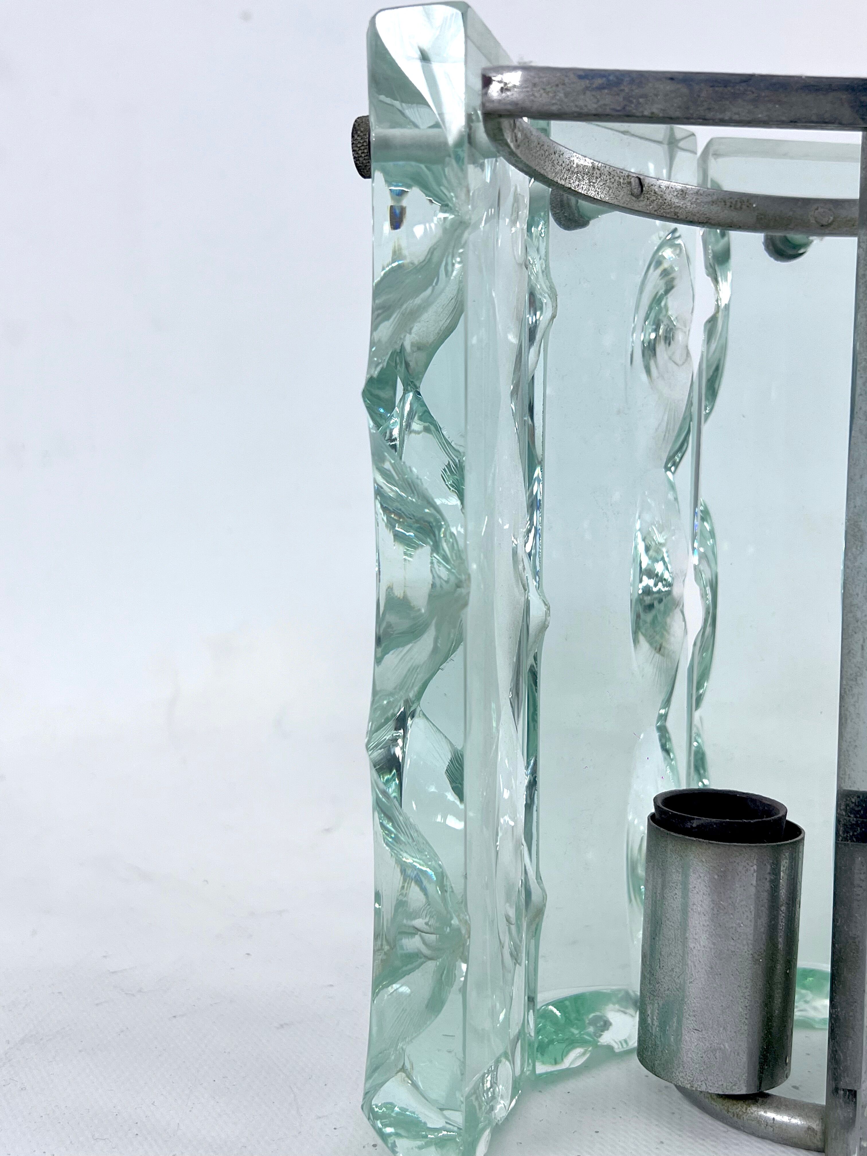 Set of two cut glass sconces by Zero Quattro, Italy 1970s