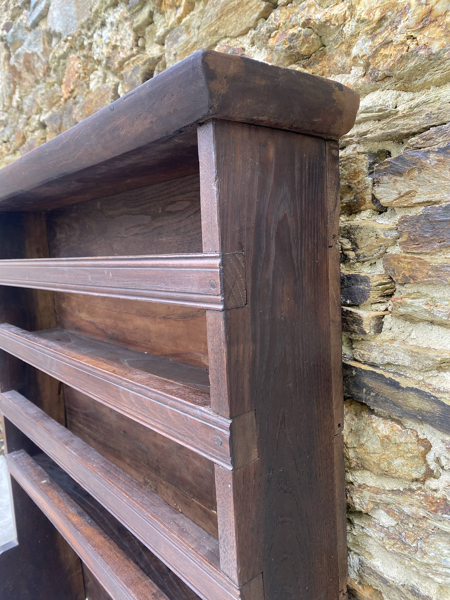 Antique wooden plate rack cupboard.