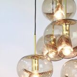 Grand cascading chandelier in smoked glass by Peill & Putzler, Germany, 1970s.